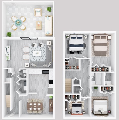 Floor plan for 4 beds, 2.5 baths, 1370 sqft